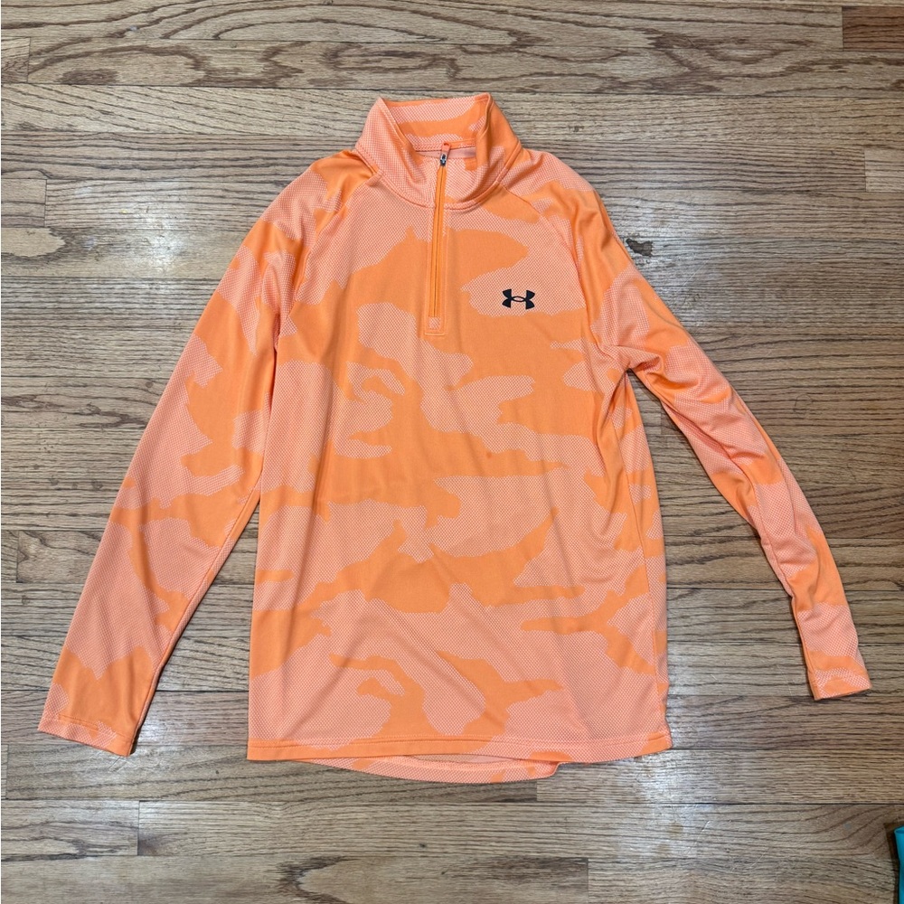 Women’s Under Armour Bright Orange Camo Quarter Zip Size Small
